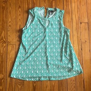 Green and White Geometric Print Tank